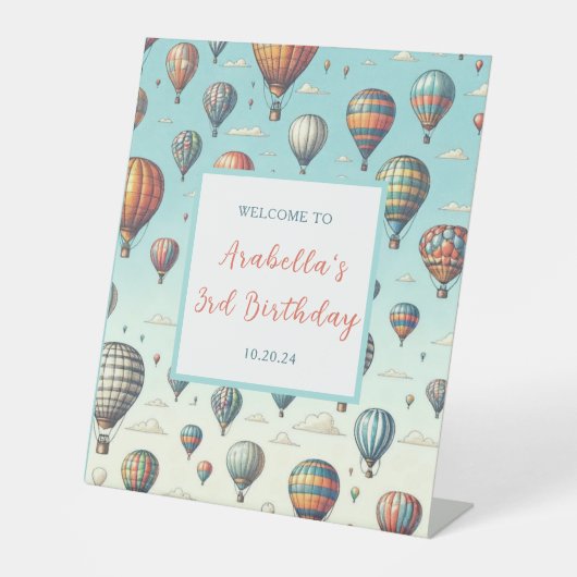 上がって上遠くに!熱気球誕生日 台座サイン (正面)