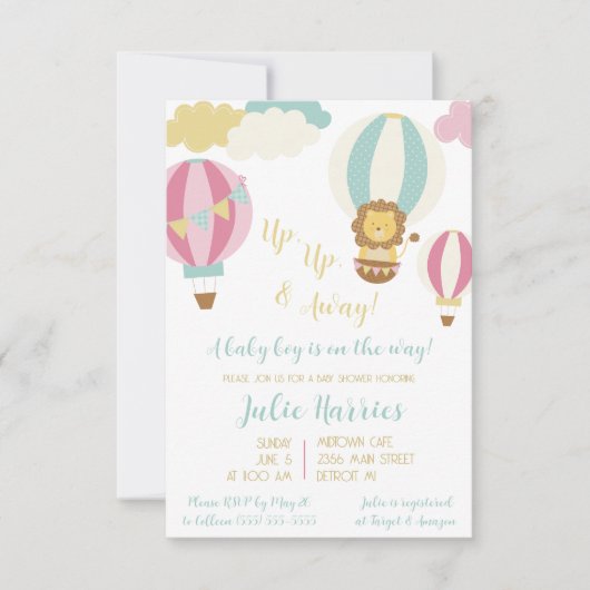 上がって上遠くに!男の赤ちゃんが行く! 招待状 (正面)