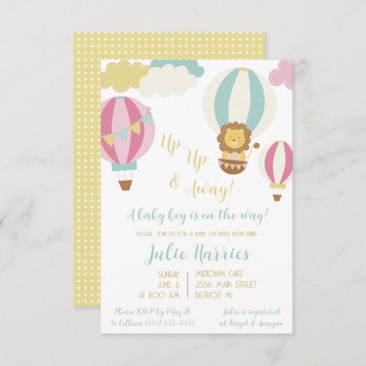 上がって上遠くに!男の赤ちゃんが行く! 招待状 (正面/裏面)