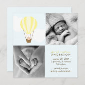 上がって上遠くに!黄色のバルーンベビーのお知らせ 案内状 (正面/裏面)