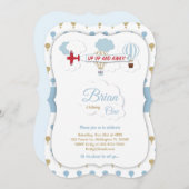 上がって遠くに!航空機誕生日招待状 招待状 (正面/裏面)