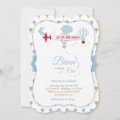 上がって遠くに!航空機誕生日招待状 招待状 (正面)