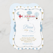 上がって遠くに!航空機誕生日招待状