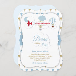 上がって遠くに!航空機誕生日招待状 招待状