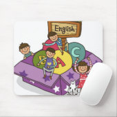 上がる腕および男の子の着席と立っている女の子 マウスパッド (マウス)