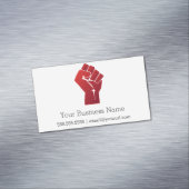 上げた赤のグラデーションの拳 マグネット名刺 (インサイチュ)