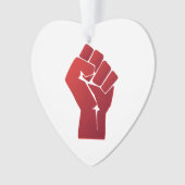 上げられた赤い勾配の握りこぶし オーナメント (正面)