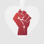 上げられた赤い勾配の握りこぶし オーナメント (裏面)