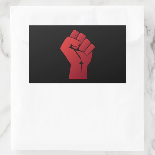 上げられた赤い勾配の握りこぶし 長方形シール (バッグ)