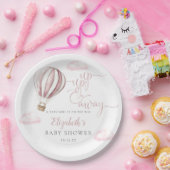 上とピンク遠くにのホットエアバルーン女の子の赤ちゃんシャワー ペーパープレート (パーティー)