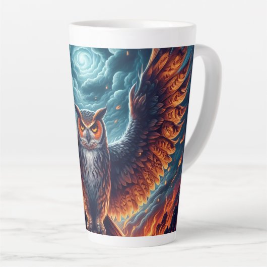 上と下 – Wise Owl Art カフェラテマグ (右アングル)