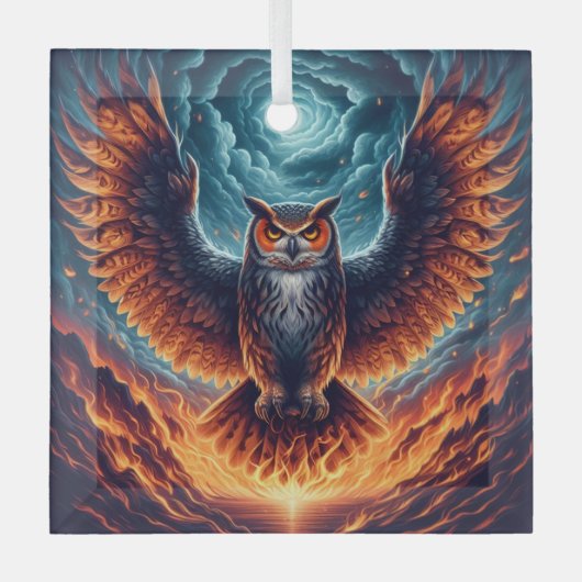 上と下 – Wise Owl Art ガラスオーナメント (正面)