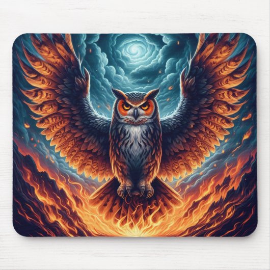 上と下 – Wise Owl Art マウスパッド (正面)