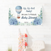 上と熱い空遠くに気球の歓迎の背景 横断幕 (インサイチュ)