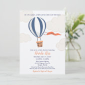 上と熱遠くに気球の男の子のシャワー 招待状 (スタンド正面)
