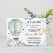 上と遠くに熱気球 |メールによるベビーシャワー 招待状 (スタンド正面)