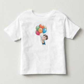 "上と遠くに:喜びバルーンアドベンチャーティー" トドラーTシャツ