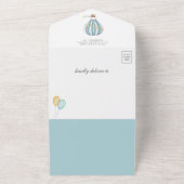 上と青の熱遠くに気球の赤ちゃんシャワー オールインワン招待状 (外側)