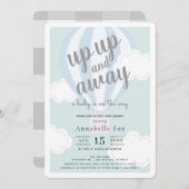 上と青の熱遠くに気球の赤ちゃんシャワー 招待状 (正面/裏面)