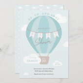 上と青の熱遠くに気球の赤ちゃんシャワー 招待状 (正面/裏面)
