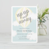 上と黄色の遠くに熱気球1st誕生日 招待状 (スタンド正面)