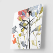 上にあられる花-水彩画のパステルの花 スクエア壁時計 (傾斜)