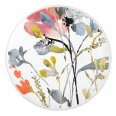 上にあられる花-水彩画のパステルの花 セラミックノブ (正面)