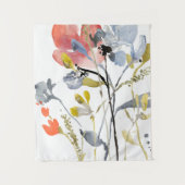 上にあられる花-水彩画のパステルの花 タペストリー (正面)