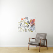 上にあられる花-水彩画のパステルの花 タペストリー (インサイチュ(横))