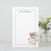 上にあられる花-水彩画のパステルの花 便箋 (スタンド正面)