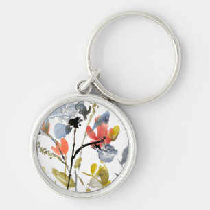 上にあられる花-水彩画の花及び茎 キーホルダー