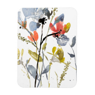 上にあられる花-水彩画の花及び茎 マグネット