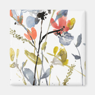 上にあられる花-水彩画の花及び茎 マグネット