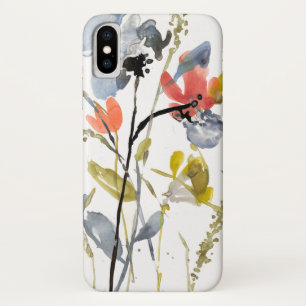 上にあられる花-水彩画の花及び茎 iPhone X ケース