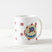 上にさくらんぼを付けた居心地の良い靴。 コーヒーマグカップ (正面右)