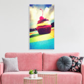 上にカラフルさくらんぼ付きカップケーキ キャンバスプリント (インサイチュ (リビング))