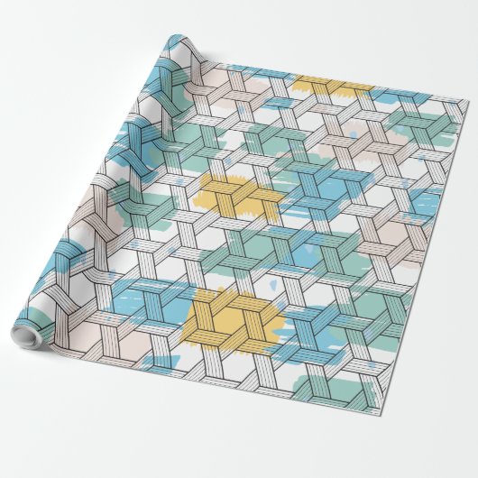 上にカラフルブラシストローク黒い幾何学的パターン ラッピングペーパー (アンロールド)