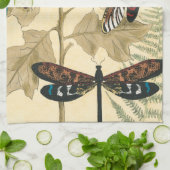 上にカラフル浮いているトンボ葉リ キッチンタオル (折り畳み)