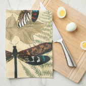 上にカラフル浮いているトンボ葉リ キッチンタオル (四つ折り)