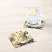 上にカラフル浮いているトンボ葉リ スクエアペーパーコースター (インサイチュ)