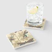 上にカラフル浮いているトンボ葉リ ストーンコースター (横)