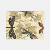 上にカラフル浮いているトンボ葉リ フリースブランケット (正面(横))