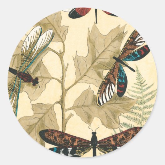 上にカラフル浮いているトンボ葉リ ラウンドシール (正面)