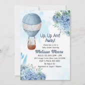 上に上がって男遠くにの子の熱気球の象 招待状 (正面)