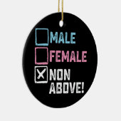 上に女性の男性!トランスジェンダーおもしろいゲイ セラミックオーナメント (右)