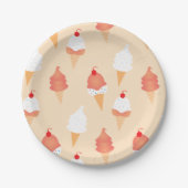 上に振りかけるさくらんぼ付きアイスクリームコーン ペーパープレート (正面)