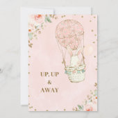 上に熱い空遠くに気球ピンクの赤ちゃんシャワー 招待状 (裏面)