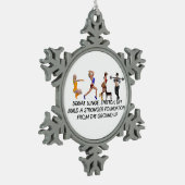 上のずんぐりとしたスローガン スノーフレークピューターオーナメント (左)