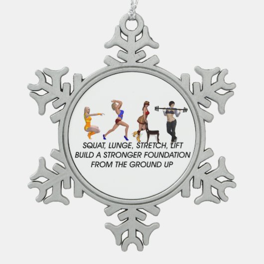 上のずんぐりとしたスローガン スノーフレークピューターオーナメント (正面)