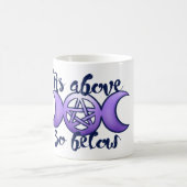 「上のように下に」トリプル・ムーン・ペンタグラム異教の コーヒーマグカップ (中央)